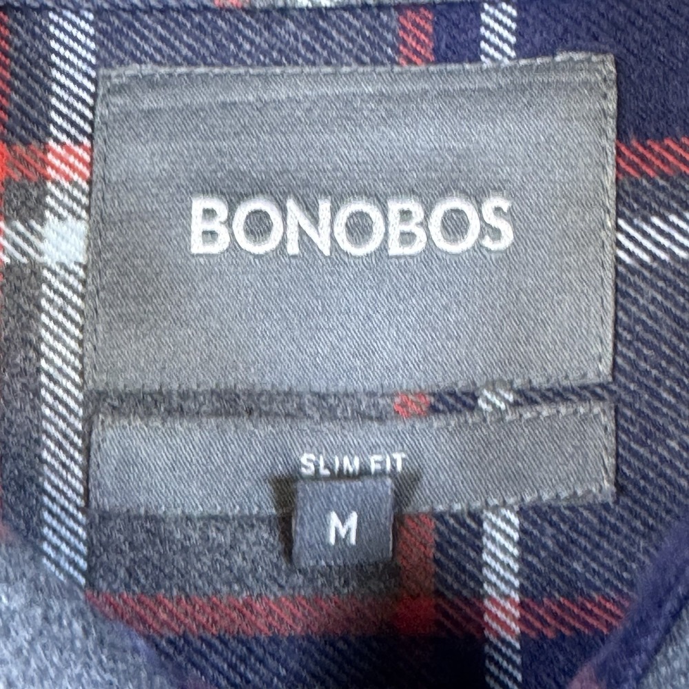 Bonobos Flannel Button Up Shirt Plaid Slim Fit Long Sleeve Men's Size Medium - Picture 4 of 10